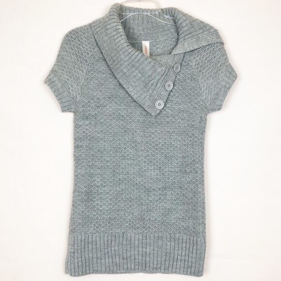No Boundaries Cowl Neck Short Sleeve Knit Gray Sweater Size Small - Picture 1 of 5